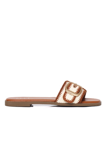 Aurore Comfy Fit Footbed Microfiber Leather Sandals In Brown