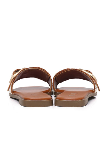 Aurore Comfy Fit Footbed Microfiber Leather Sandals In Brown