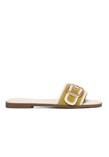Aurore Comfy Fit Footbed Microfiber Leather Sandals In Mustard