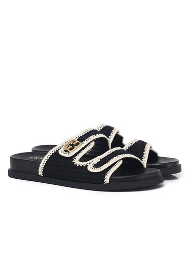 Terra Comfy Fit Footbed Microfiber Leather Sandals In Black