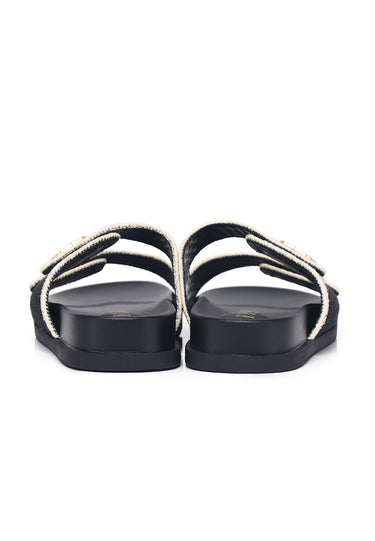 Terra Comfy Fit Footbed Microfiber Leather Sandals In Black