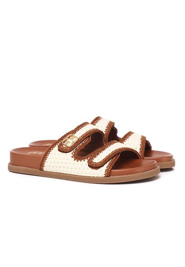 Terra Comfy Fit Footbed Microfiber Leather Sandals In Brown