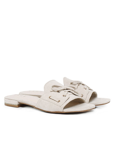 Milo Comfy Fit Footbed Microfiber Leather Sandals In Beige