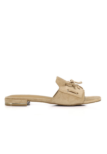 Milo Comfy Fit Footbed Microfiber Leather Sandals In Khaki