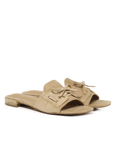 Milo Comfy Fit Footbed Microfiber Leather Sandals In Khaki