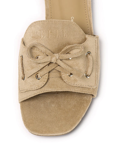 Milo Comfy Fit Footbed Microfiber Leather Sandals In Khaki