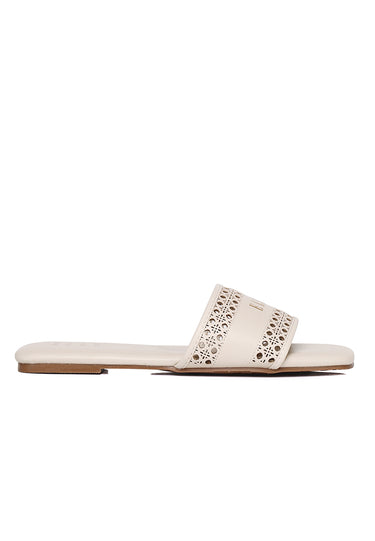 Clara Comfy Fit Footbed Microfiber Leather Sandals In Beige