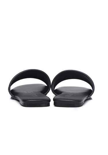 Clara Comfy Fit Footbed Microfiber Leather Sandals In Black