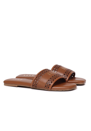 Clara Comfy Fit Footbed Microfiber Leather Sandals In Brown