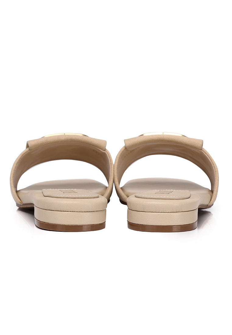 Stella Faux Suede Comfy Fit Footbed Microfiber Leather Sandals In Beige