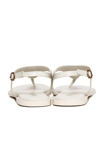 Dora Croc-effect Comfy Fit Footbed Microfiber Leather Sling-back Sandals In Beige