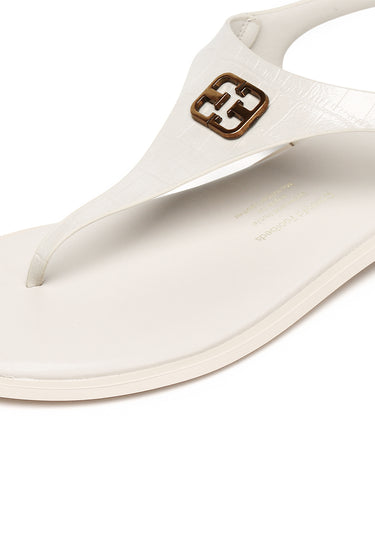 Dora Croc-effect Comfy Fit Footbed Microfiber Leather Sling-back Sandals In Beige
