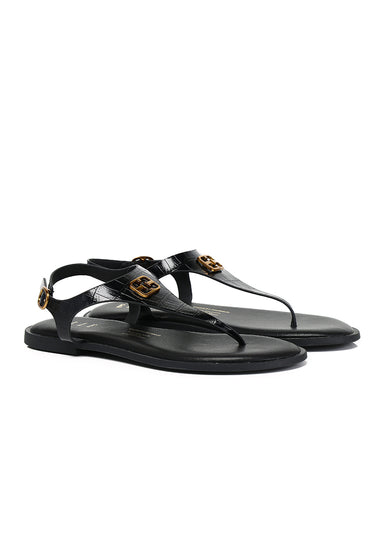 Dora Croc-effect Comfy Fit Footbed Microfiber Leather Sling-back Sandals In Black