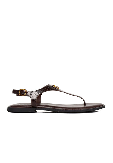 Dora Croc-effect Comfy Fit Footbed Microfiber Leather Sling-back Sandals In Espresso