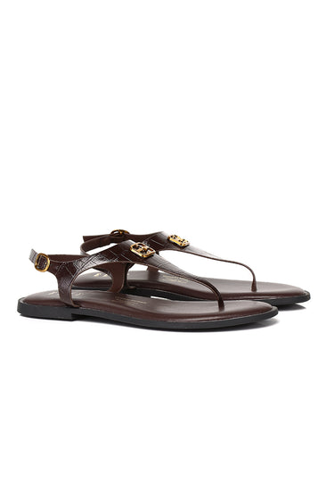 Dora Croc-effect Comfy Fit Footbed Microfiber Leather Sling-back Sandals In Espresso