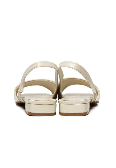 Delphine Comfy Fit Footbed Microfiber Leather Sandals In Beige