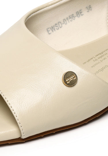 Delphine Comfy Fit Footbed Microfiber Leather Sandals In Beige