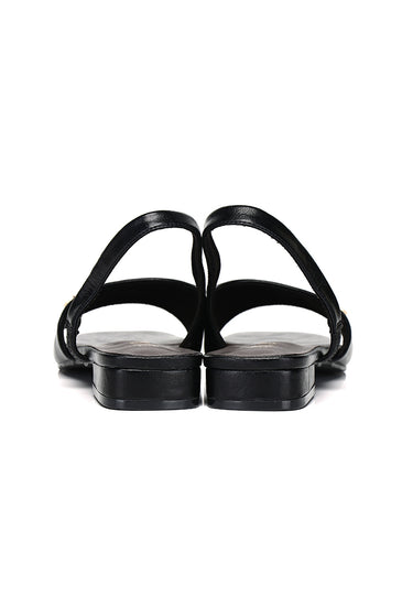 Delphine Comfy Fit Footbed Microfiber Leather Sandals In Black