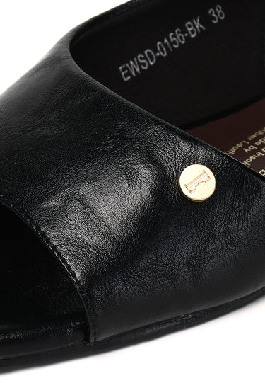 Delphine Comfy Fit Footbed Microfiber Leather Sandals In Black