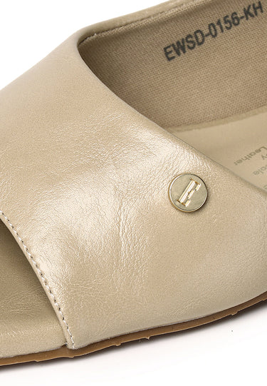Delphine Comfy Fit Footbed Microfiber Leather Sandals In Khaki