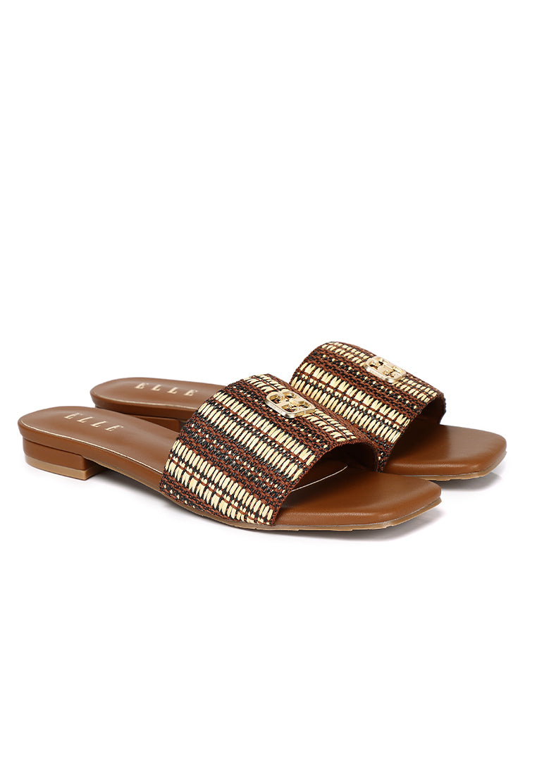 Violette Woven Comfy Fit Footbed Microfiber Leather Sandals In Brown