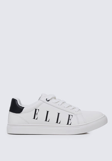 Elle Comfy Fit Footbed Microfiber Leather Sneakers In Black
