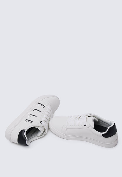 Elle Comfy Fit Footbed Microfiber Leather Sneakers In Black