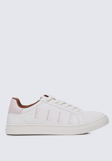 Elle Comfy Fit Footbed Microfiber Leather Sneakers In Pink