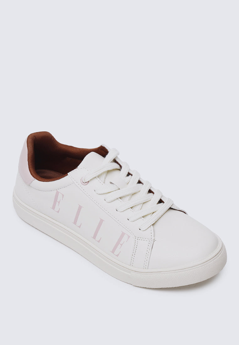 Elle Comfy Fit Footbed Microfiber Leather Sneakers In Pink