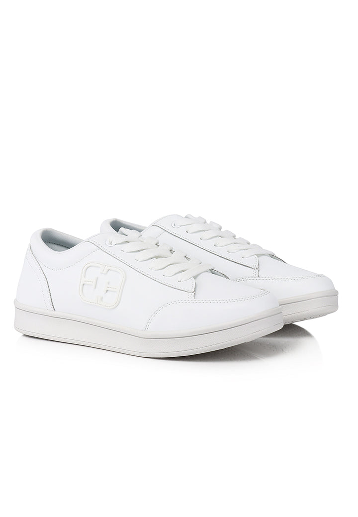 Clemence Comfy Fit Footbed Microfiber Leather Sneakers In White – alternate view
