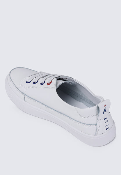 Triumph Comfy Fit Footbed Microfiber Leather Sneakers In White