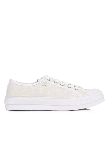 Roxanne Comfy Fit Footbed Sneakers In Beige