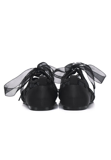 Sharpay Mesh Comfy Fit Footbed Microfiber Leather Ballet Sneakers In Black