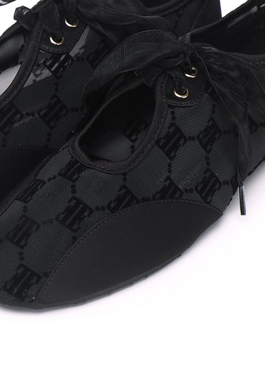 Sharpay Mesh Comfy Fit Footbed Microfiber Leather Ballet Sneakers In Black