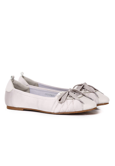 Young Comfy Fit Footbed Microfiber Leather Ballet Sneakers In Platinum