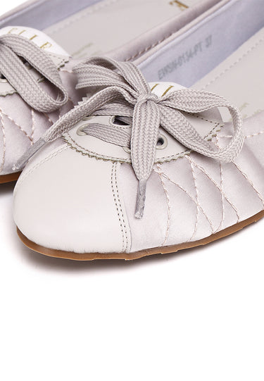 Young Comfy Fit Footbed Microfiber Leather Ballet Sneakers In Platinum