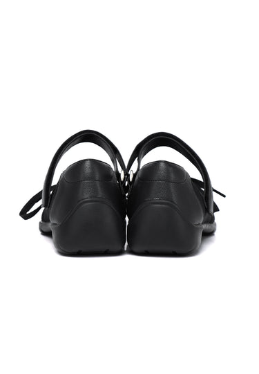 Leonie Comfy Fit Footbed Microfiber Leather Ballet Sneakers In Black