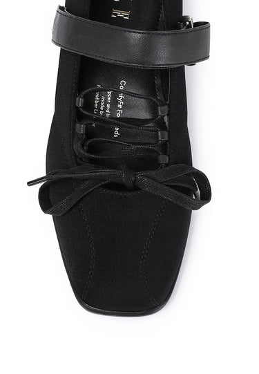 Leonie Comfy Fit Footbed Microfiber Leather Ballet Sneakers In Black
