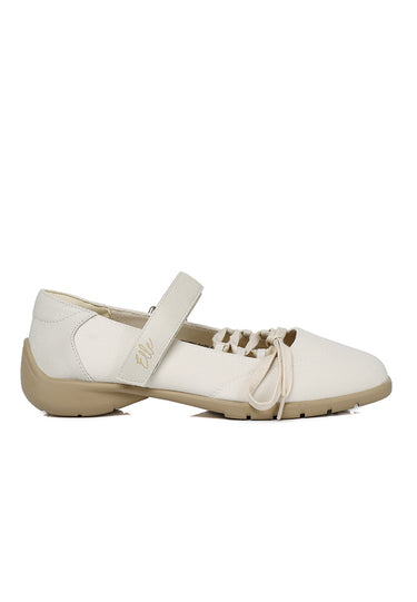 Leonie Comfy Fit Footbed Microfiber Leather Ballet Sneakers In Cornsilk