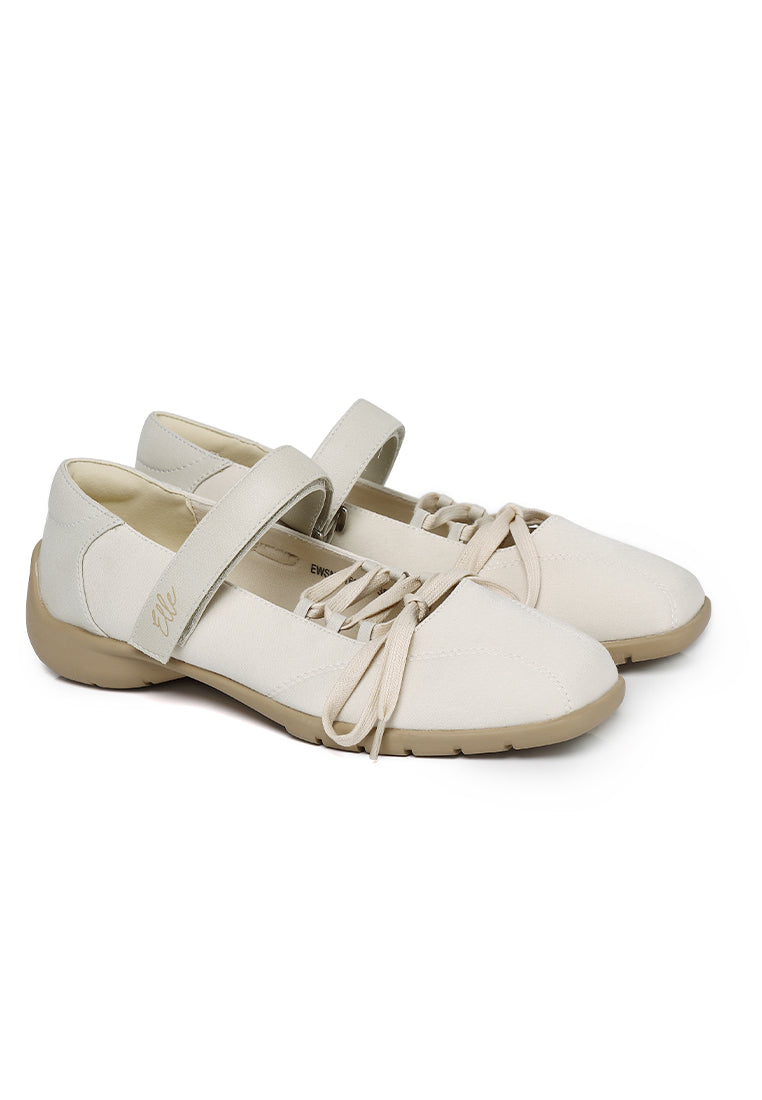 Leonie Comfy Fit Footbed Microfiber Leather Ballet Sneakers In Cornsilk