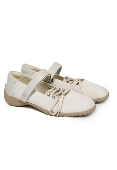 Leonie Comfy Fit Footbed Microfiber Leather Ballet Sneakers In Cornsilk
