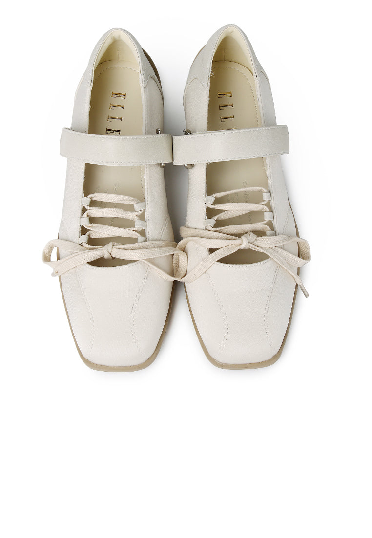 Leonie Comfy Fit Footbed Microfiber Leather Ballet Sneakers In Cornsilk