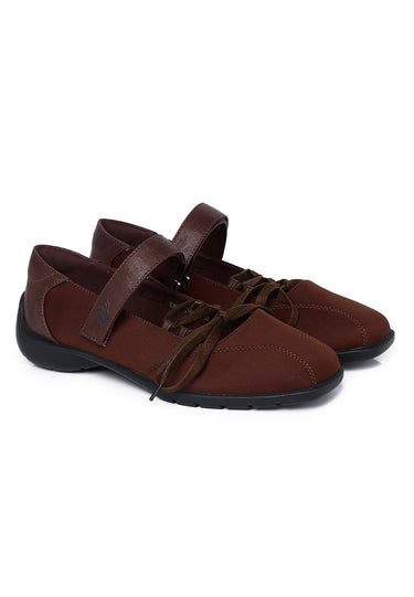 Leonie Comfy Fit Footbed Microfiber Leather Ballet Sneakers In Espresso