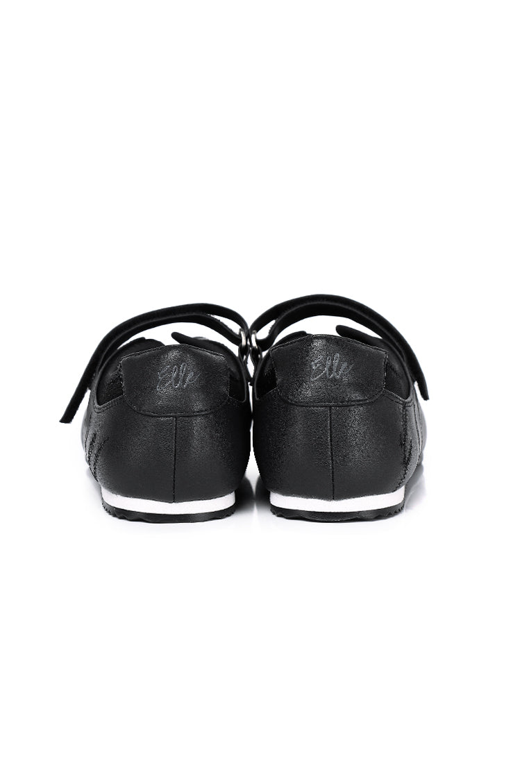Soline Comfy Fit Footbed Microfiber Leather Sneakers In Black