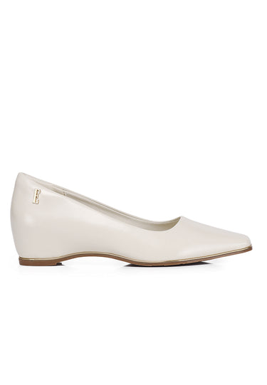 Edith Comfy Fit Footbed Microfiber Leather Wedges In Beige
