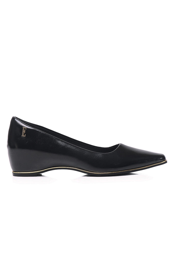 Edith Comfy Fit Footbed Microfiber Leather Wedges In Black