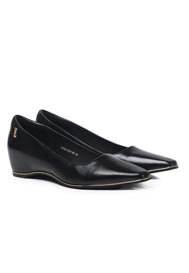 Edith Comfy Fit Footbed Microfiber Leather Wedges In Black – alternate view