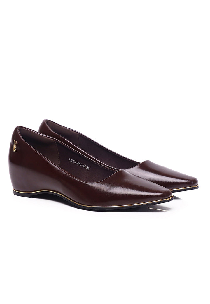 Edith Comfy Fit Footbed Microfiber Leather Wedges In Maroon – alternate view
