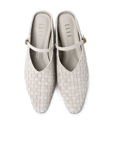 Fanny Woven Comfy Fit Footbed Premium Leather Wedges In Ash