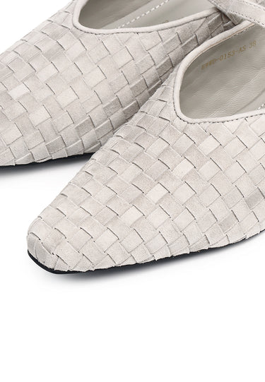 Fanny Woven Comfy Fit Footbed Premium Leather Wedges In Ash